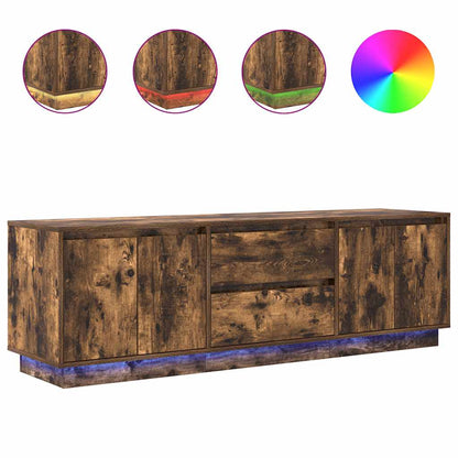 TV-Möbel Rökfärgad Ek TV-Bänk LED-lampor 160,5x41x50 cm