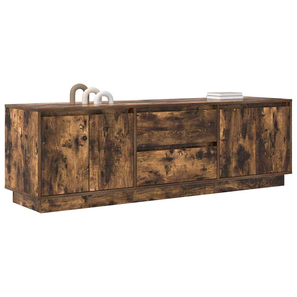 TV-Möbel Rökfärgad Ek TV-Bänk LED-lampor 160,5x41x50 cm