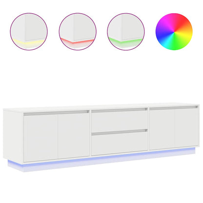 TV-Möbel Vit TV-Bänk LED-lampor 193,5x41x50 cm