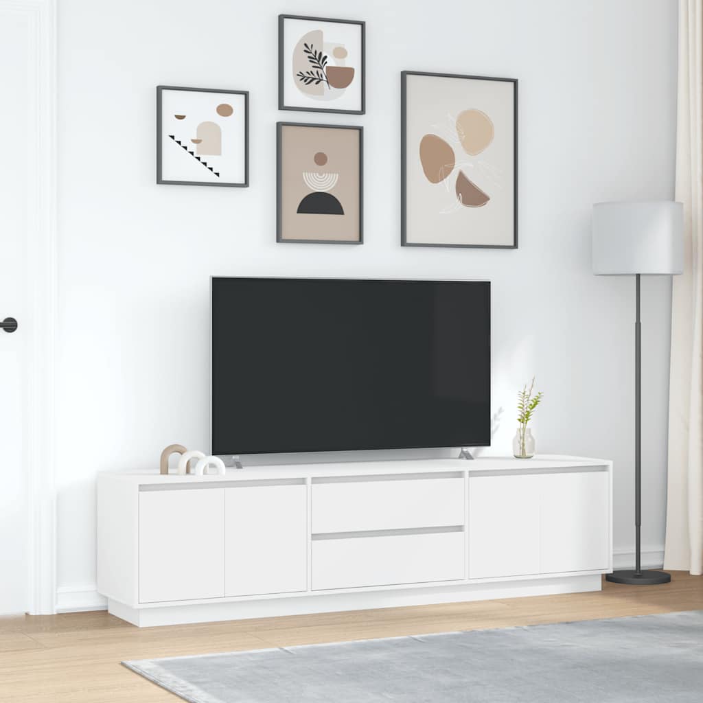 TV-Möbel Vit TV-Bänk LED-lampor 193,5x41x50 cm