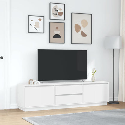 TV-Möbel Vit TV-Bänk LED-lampor 193,5x41x50 cm