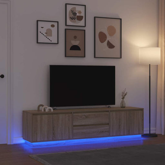 TV-Möbel Sonoma Ek TV-Bänk LED-lampor 193,5x41x50 cm