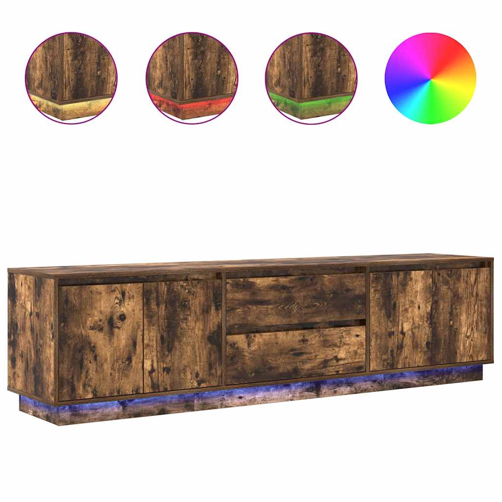 TV-Möbel Rökfärgad Ek TV-Bänk LED-lampor 193,5x41x50 cm