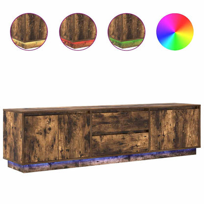 TV-Möbel Rökfärgad Ek TV-Bänk LED-lampor 193,5x41x50 cm