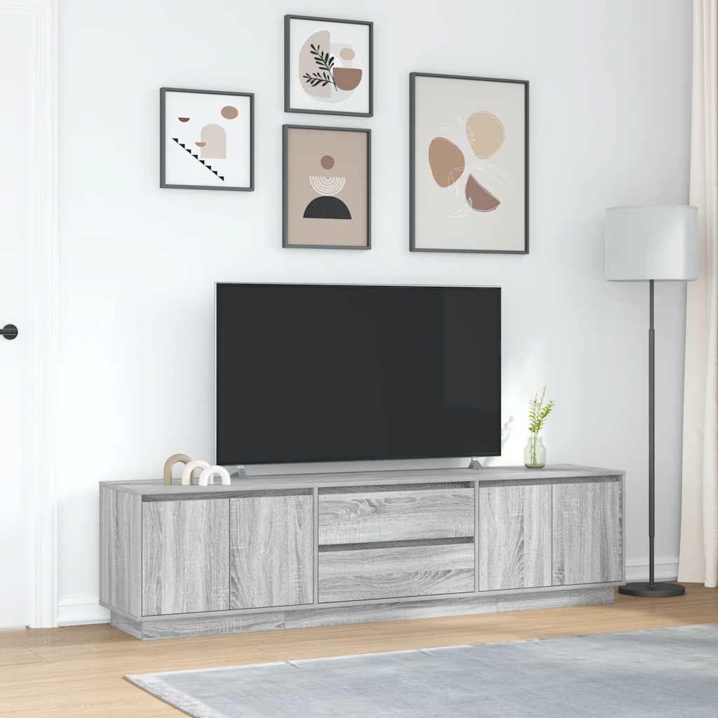 TV-Möbel Sonoma Grå TV-Bänk LED-lampor 193,5x41x50 cm