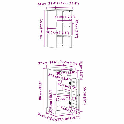 Badrumsmöbelset VIGO 2 pcs Brun Honung brun 37 x 34 x 150 cm