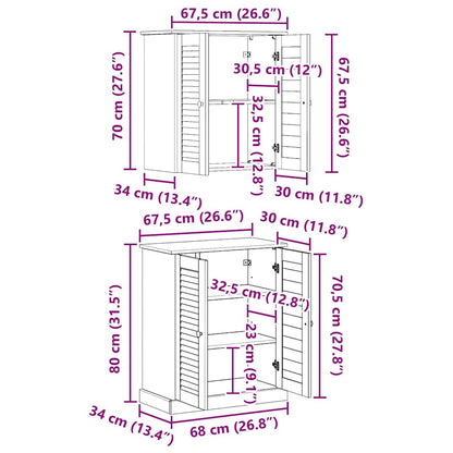Badrumsmöbelset VIGO 2 pcs Brun 67,5 x 34 x 80 cm Massiv furu