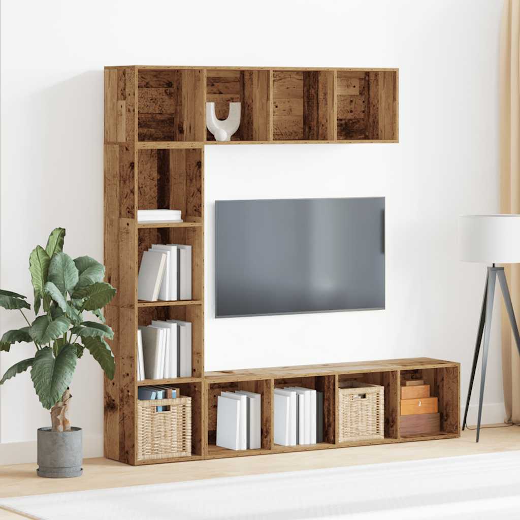 Bokhylla Åldrat Trä 3 st