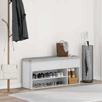 Skoställ Högglans Vit Skobänk 102x30,5x45 cm