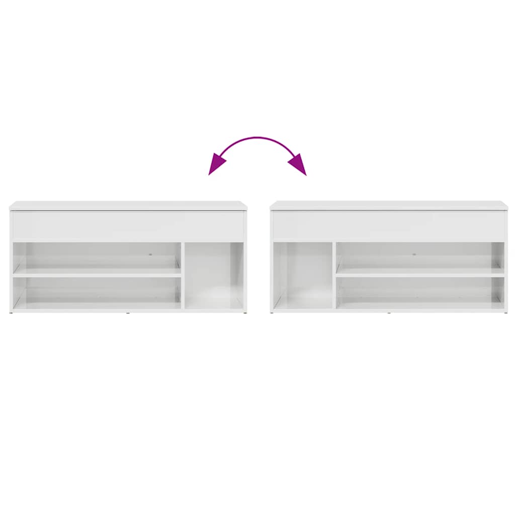 Skoställ Högglans Vit Skobänk 102x30,5x45 cm