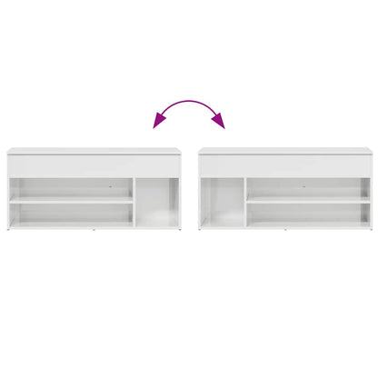 Skoställ Högglans Vit Skobänk 102x30,5x45 cm