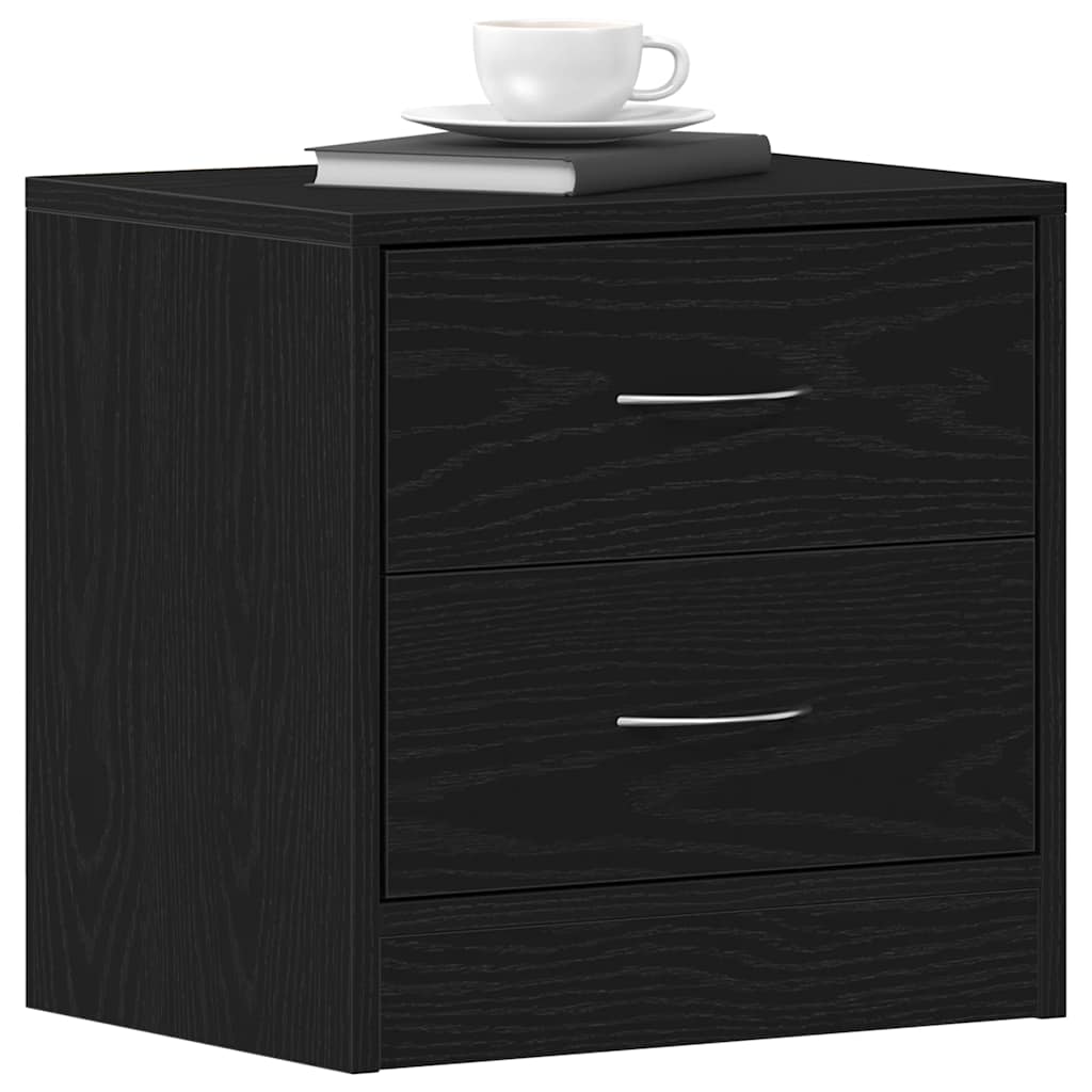 Sängbord 2 st svart ek 40x30x40 cm konstruerat trä