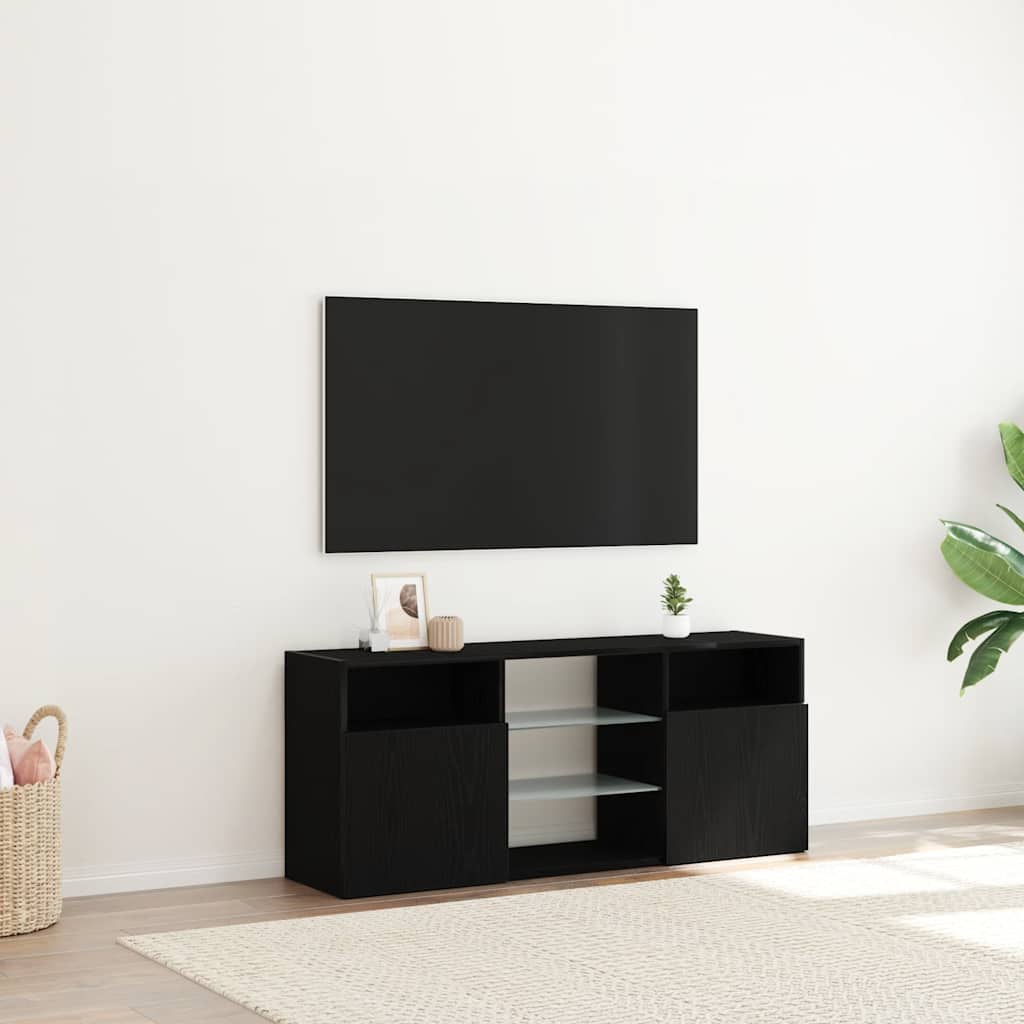 TV-Möbel Svart Ek TV-Bänk LED-lampor 120x30x50 cm