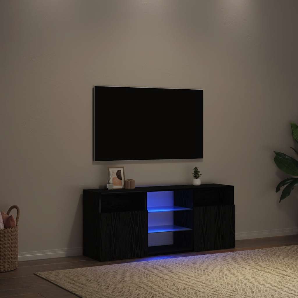 TV-Möbel Svart Ek TV-Bänk LED-lampor 120x30x50 cm