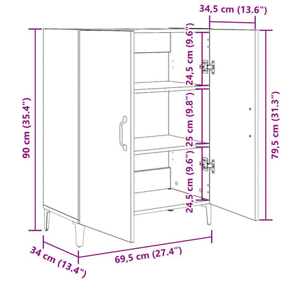 Skänk svart ek 69,5x34x90 cm konstruerat trä