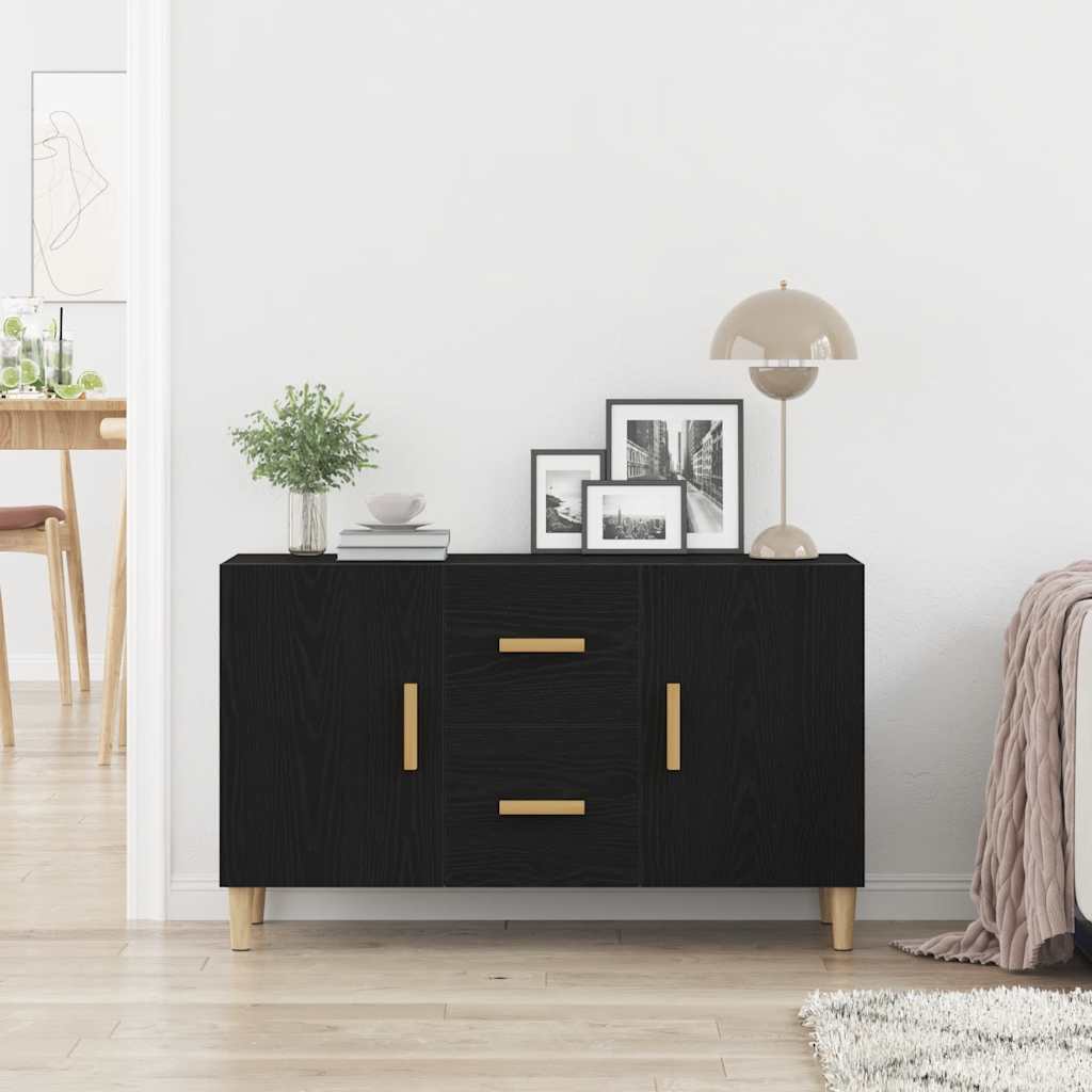 Skänk svart ek 100x36x60 cm konstruerat trä