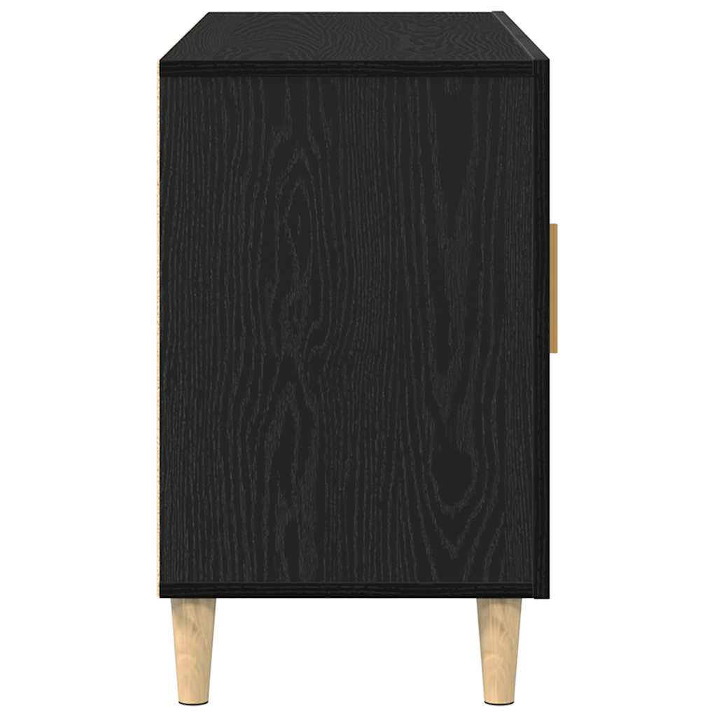 Skänk svart ek 100x36x60 cm konstruerat trä