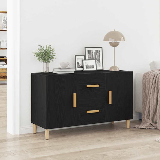Skänk svart ek 100x36x60 cm konstruerat trä
