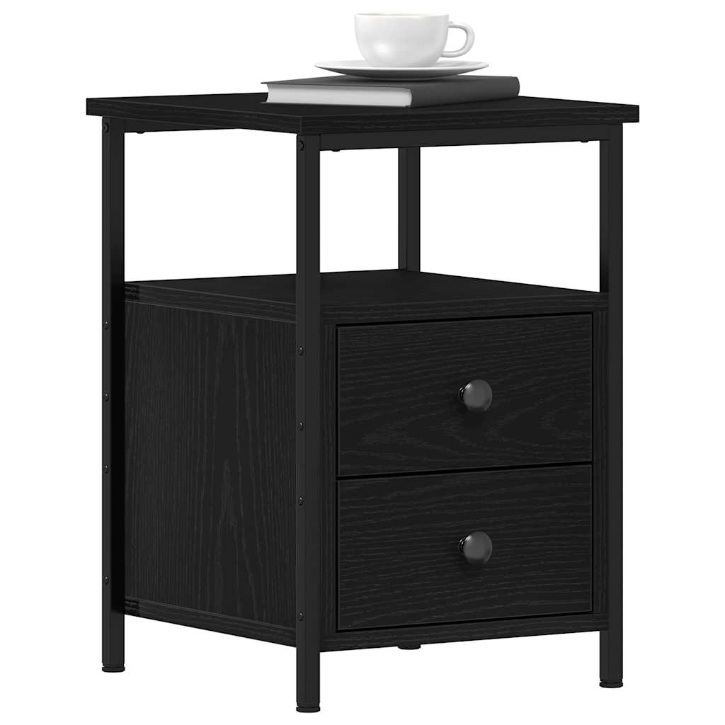 Sängbord 2 st svart ek 34x35,5x50 cm parkett