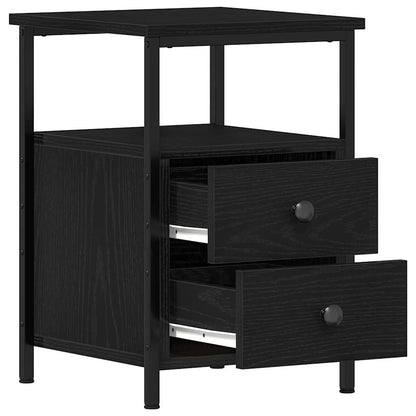 Sängbord 2 st svart ek 34x35,5x50 cm parkett