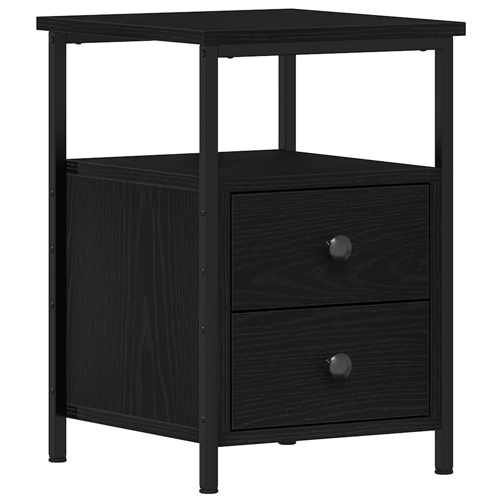 Sängbord 2 st svart ek 34x35,5x50 cm parkett