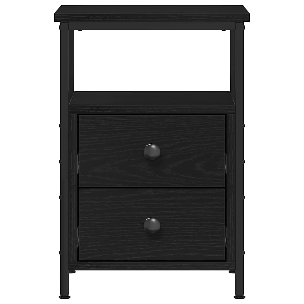 Sängbord 2 st svart ek 34x35,5x50 cm parkett