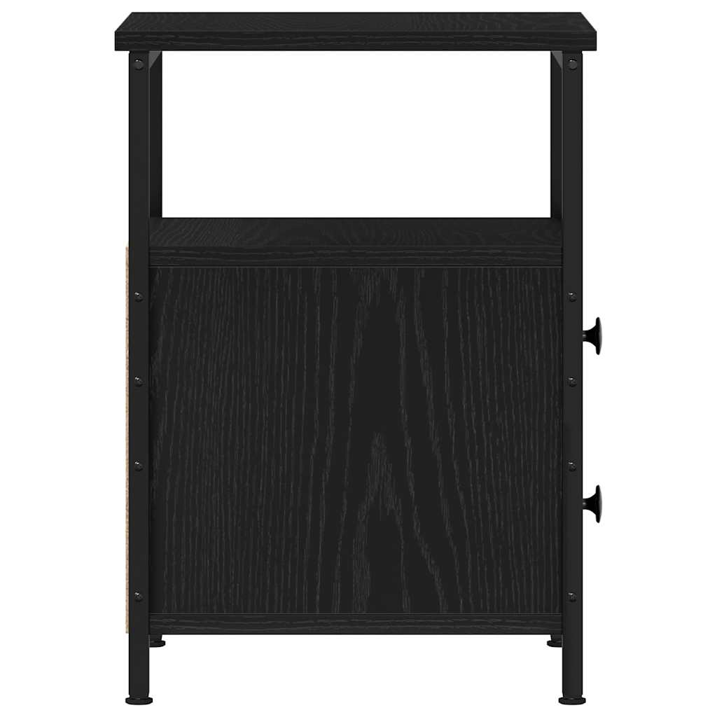Sängbord 2 st svart ek 34x35,5x50 cm parkett