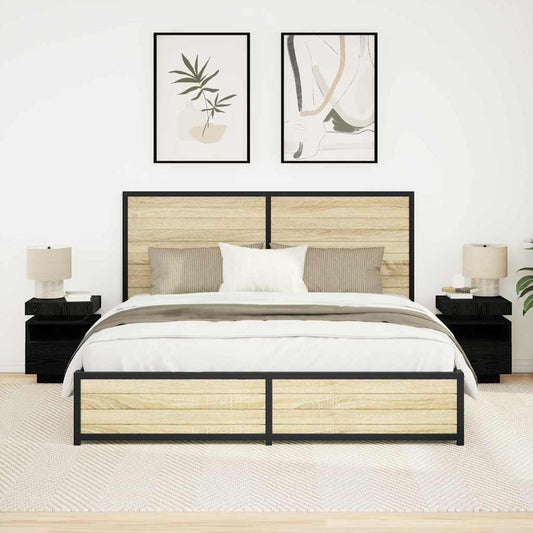 Sängbord 2 pcs Svart ek 40 x 39 x 48.5 cm Konstruerat trä