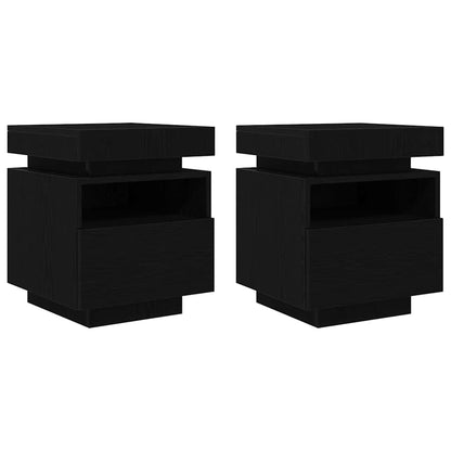 Sängbord 2 pcs Svart ek 40 x 39 x 48.5 cm Konstruerat trä