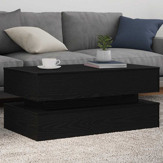 Soffbord med LED svart ek 90x50x40 cm