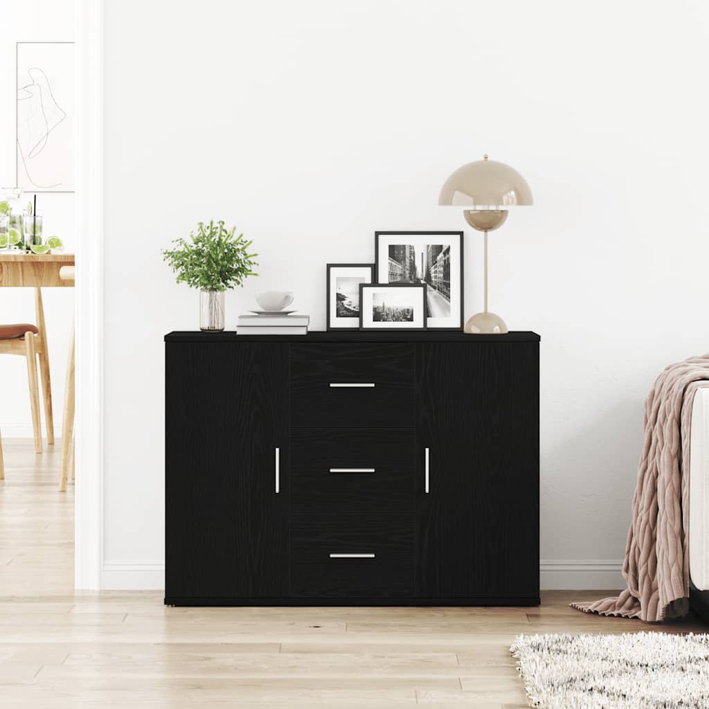 Skänk svart ek 91x29,5x65 cm konstruerat trä
