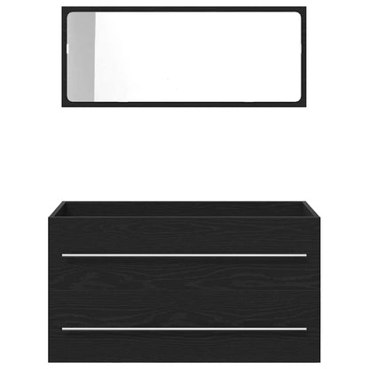 Badrumsunderskåp med låda Svart Ek 90 x 45 x 1,5 cm