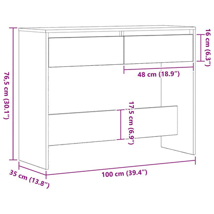 Avlastningsbord Konsollbord Svart Ek med låda 100 x 35 x 76.5 cm