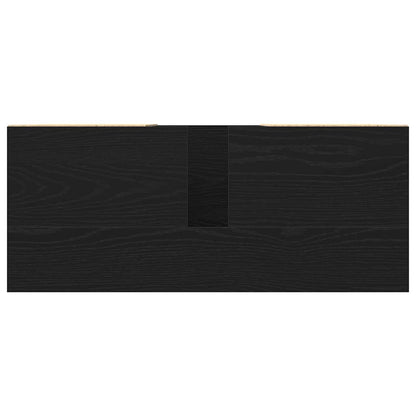 Badrumsskåp med låda Svart Ek 80 x 33 x 60 cm