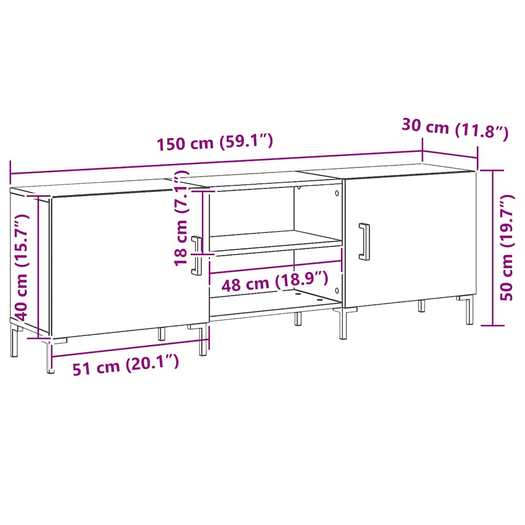 TV-Möbel Svart Ek TV-Skåp 150 x 30 x 50 cm