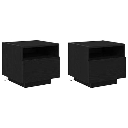 Sängbord 2 pcs Svart ek 40 x 39 x 37 cm Konstruerat trä