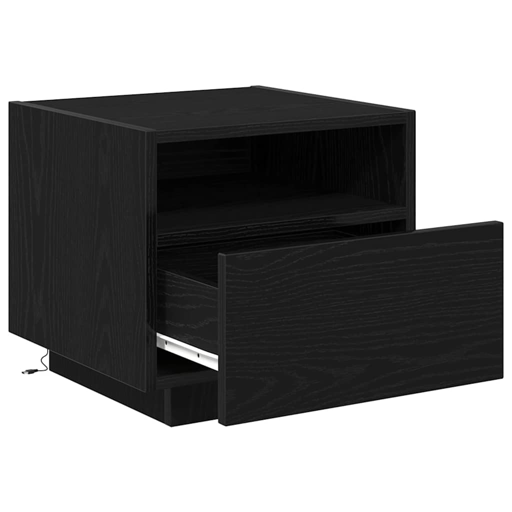 Sängbord 2 pcs Svart ek 40 x 39 x 37 cm Konstruerat trä