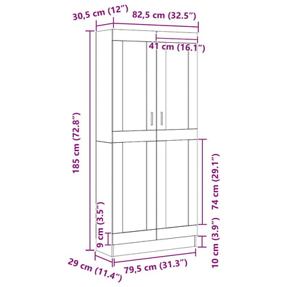 Bokskåp Svart ek 82.5 x 30.5 x 185 cm Konstruerat trä