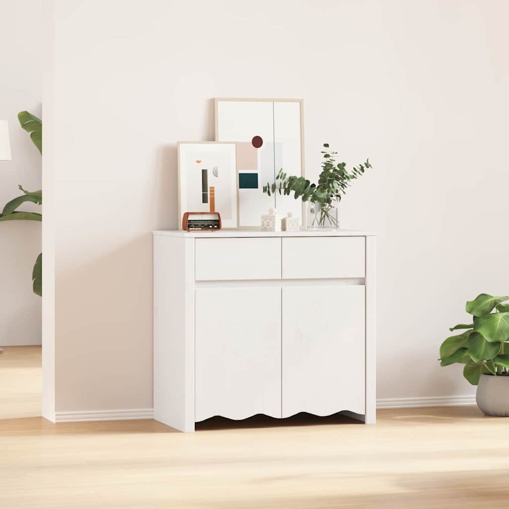 Skåp Drammen Vit 79 x 43 x 75.5 cm Massivt tallträ