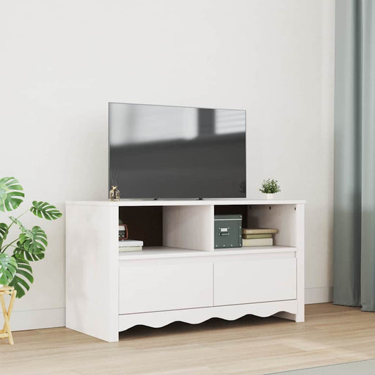 TV-skåp med låda Drammen Vit 99 x 43 x 55 cm Massivt tallträ