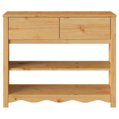 Avlastningsbord Konsollbord Trä med låda Drammen Ek 89.5 x 37 x 73 cm Massiv furu
