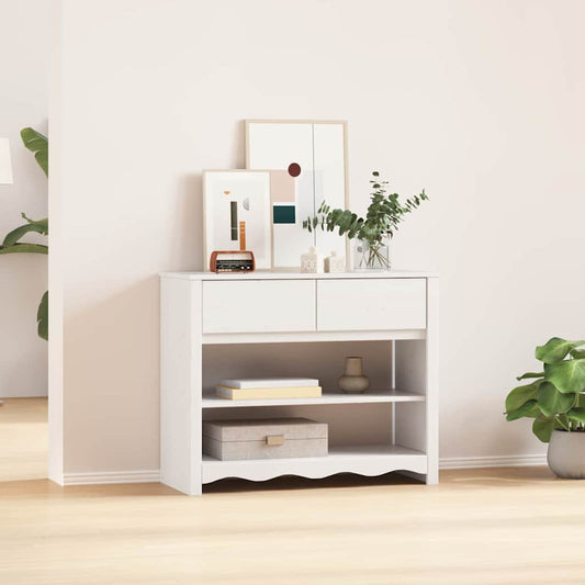Avlastningsbord Konsollbord Vit med låda Drammen 89.5 x 37 x 73 cm Massiv furu