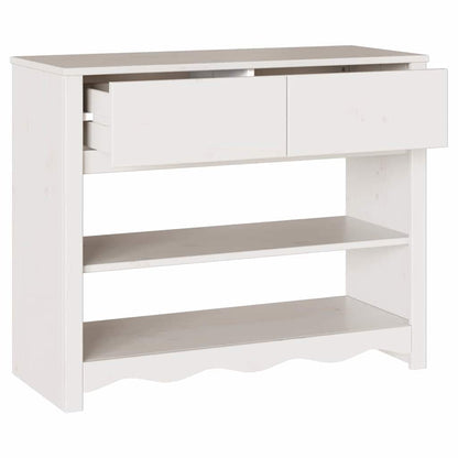 Avlastningsbord Konsollbord Vit med låda Drammen 89.5 x 37 x 73 cm Massiv furu