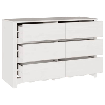Byrå med låda Drammen Vit 111 x 43 x 73.5 cm Massivt tallträ