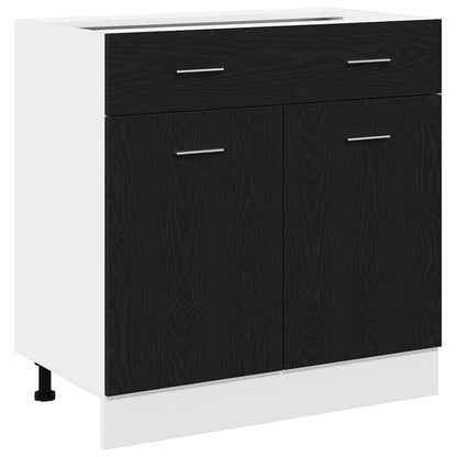 Skåp med låda Svart ek 80 x 46 x 81.5 cm Konstruerat trä