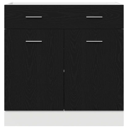 Skåp med låda Svart ek 80 x 46 x 81.5 cm Konstruerat trä