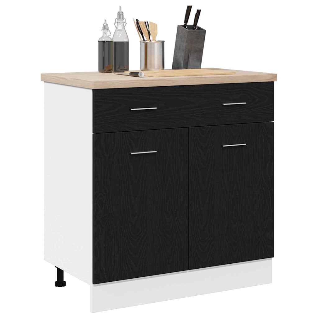 Skåp med låda Svart ek 80 x 46 x 81.5 cm Konstruerat trä