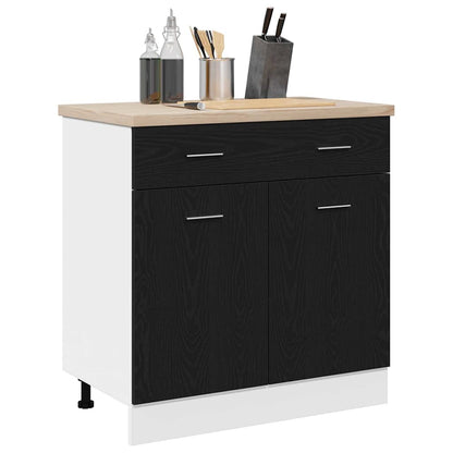 Skåp med låda Svart ek 80 x 46 x 81.5 cm Konstruerat trä