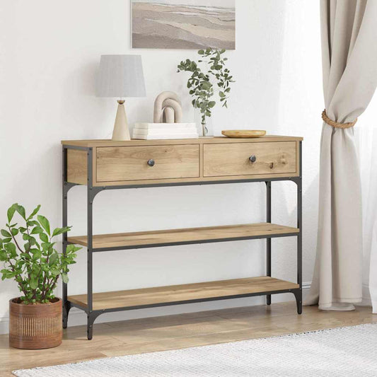 Avlastningsbord Konsollbord Artisan Ek med låda med hylla 100 x 25 x 75 cm