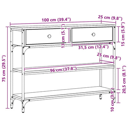 Avlastningsbord Konsollbord Artisan Ek med låda med hylla 100 x 25 x 75 cm